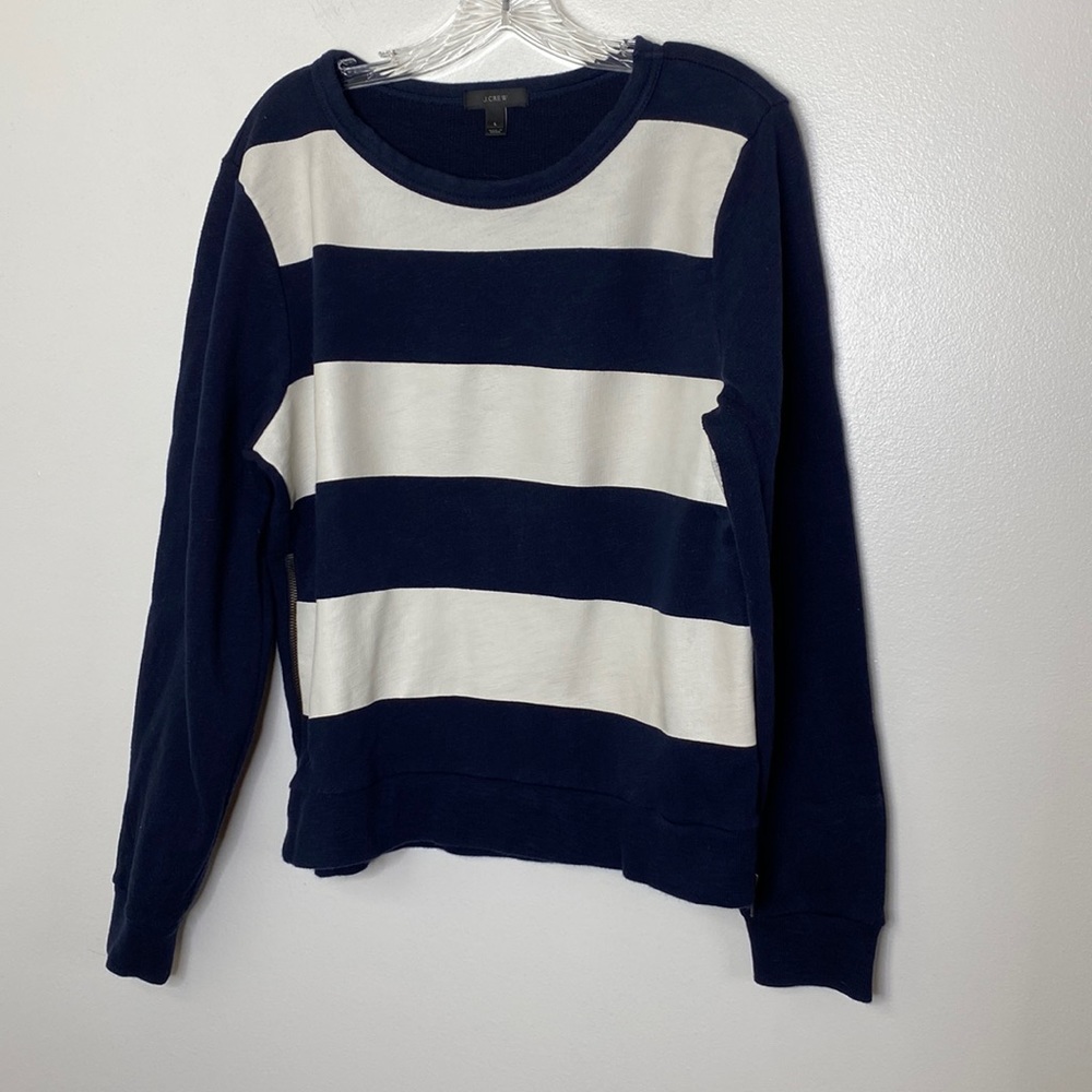 J. Crew Navy and White Striped Sweatshirt